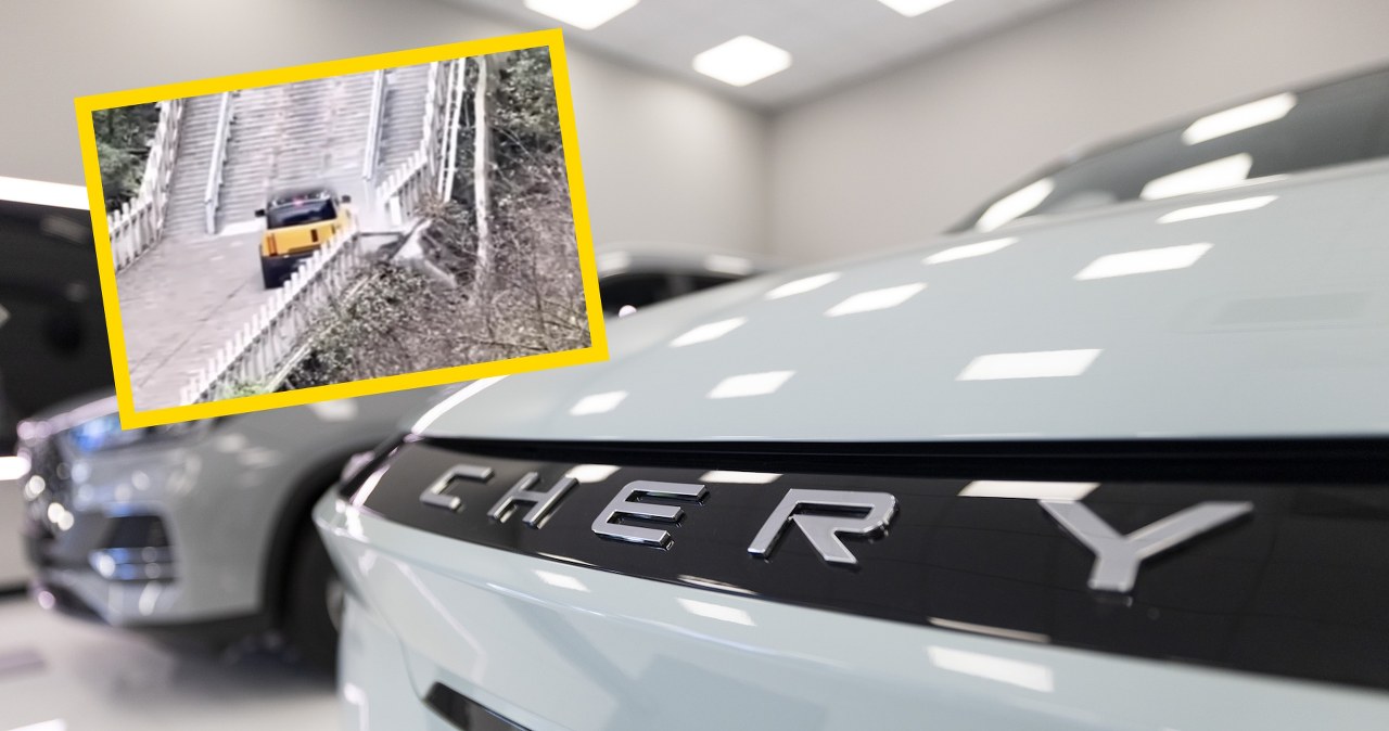 Podczas nagrywania reklamy nowego Chery auto uderzyło w zabytkowe barierki
