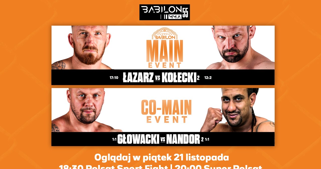 Łazarz vs Kołecki wśród 12 walk Babilon MMA 55 w kanałach Telewizji Polsat