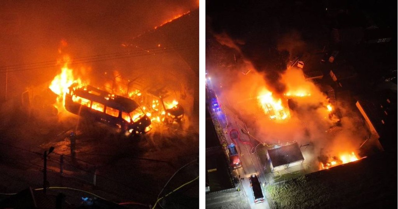 Skała. Pożar warsztatu samochodowego pod Krakowem. Spłonęły busy