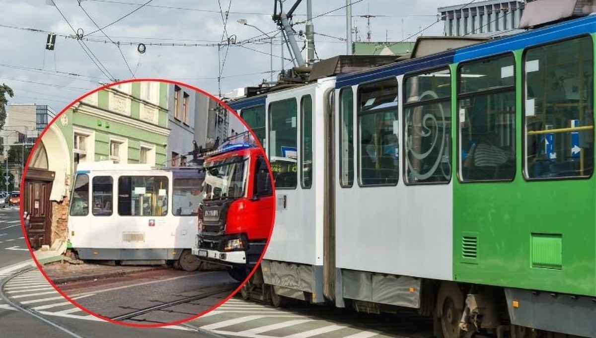 ​Tramwaj uderzył w kamienicę w Szczecinie. Trzech pasażerów w szpitalu