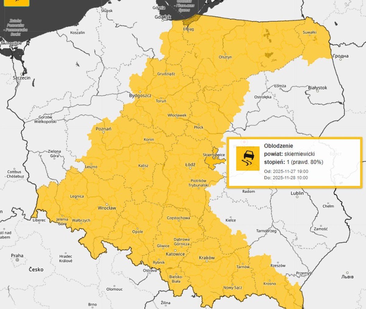 Pół Polski na żółto. IMGW wydał ostrzeżenia