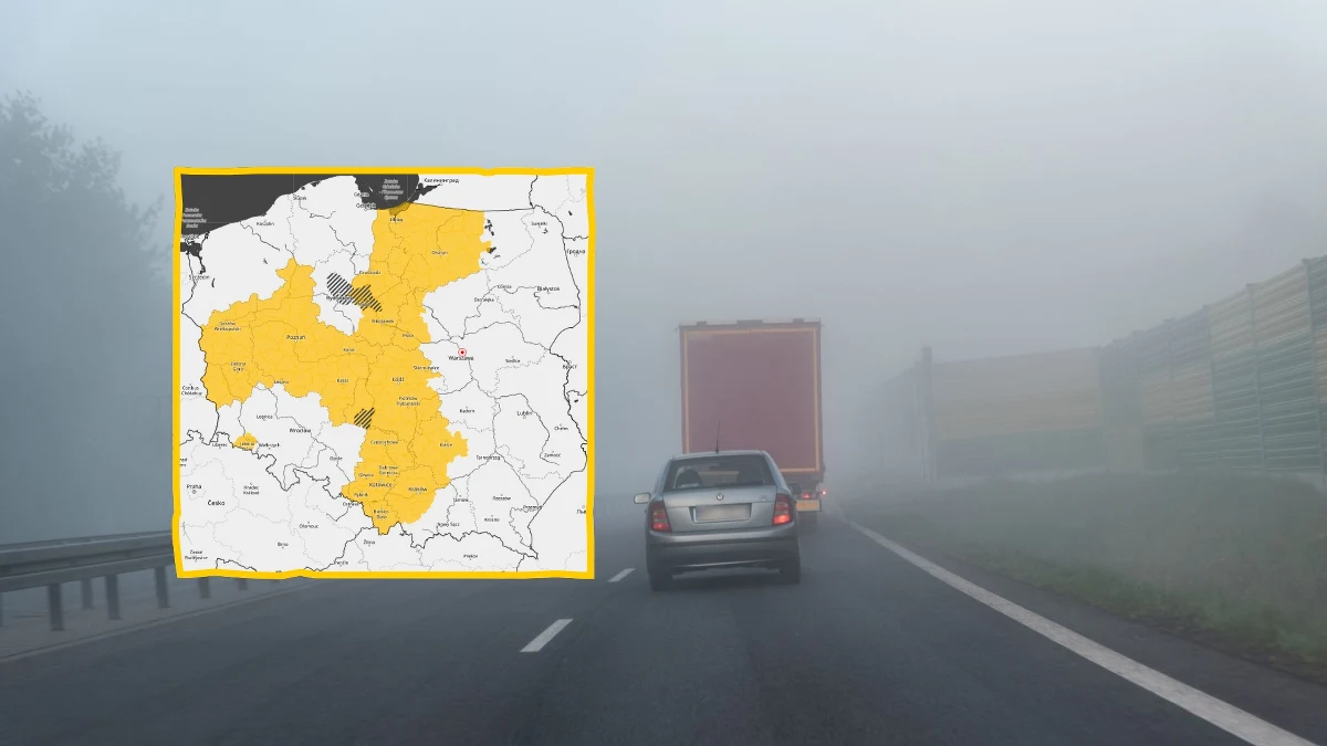 Uwaga zmotoryzowani: Instytut Meteorologii i Gospodarki Wodnej wydał ostrzeżenia I stopnia przed gęstą mgłą dla wielu obszarów kraju. Alerty obejmują rejony od zachodu, przez centrum, po południe kraju. Obowiązują do niedzielnego poranka.