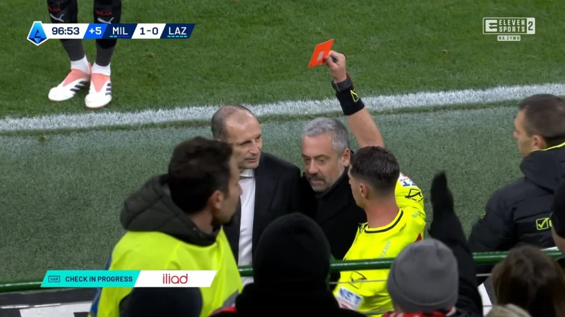 Milan – Lazio: Allegri wyleciał, VAR w ogniu. Gorące sceny z hitu. WIDEO (Eleven Sports)