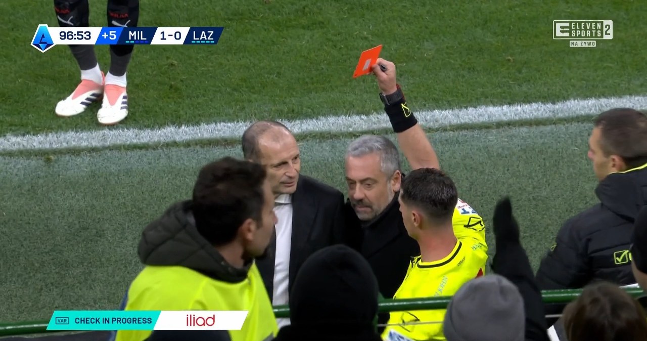 Milan – Lazio: Allegri wyleciał, VAR w ogniu. Gorące sceny z hitu. WIDEO (Eleven Sports)