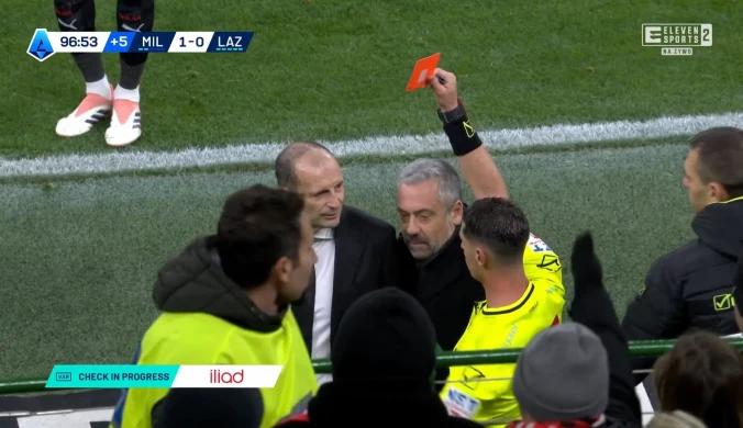Milan – Lazio: Allegri wyleciał, VAR w ogniu. Gorące sceny z hitu. WIDEO (Eleven Sports)