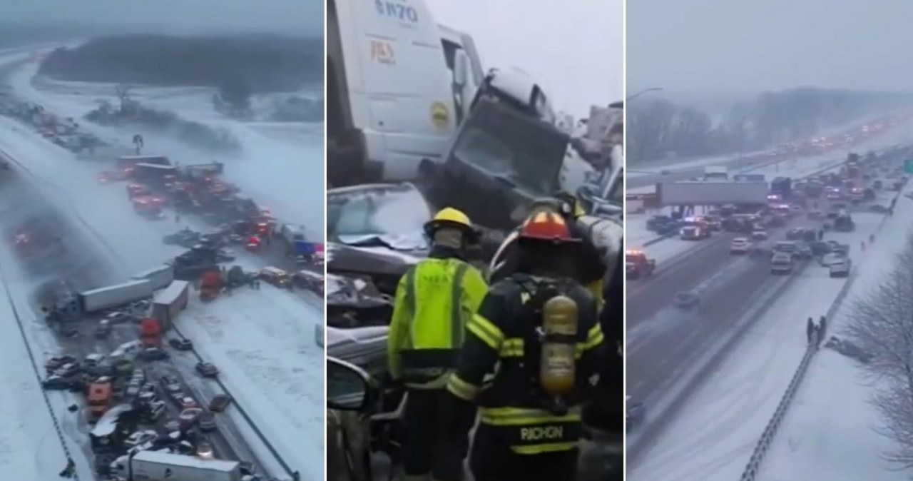 Atak zimy w USA. Strażacy w Riley takiego karambolu jeszcze nie widzieli