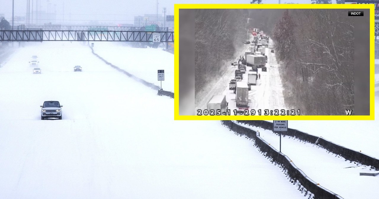 Ogromny karambol w USA. 45 samochodów ślizgało się po drodze