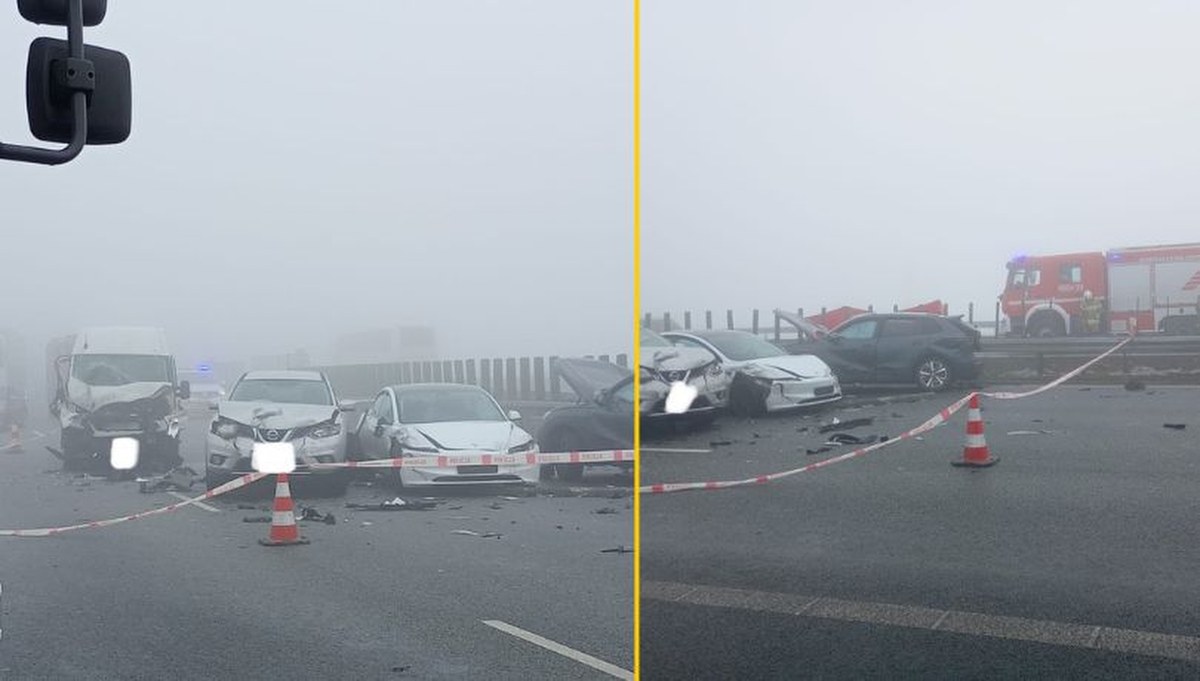 Potężny karambol na A4. Auta wpadały na siebie jedno po drugim