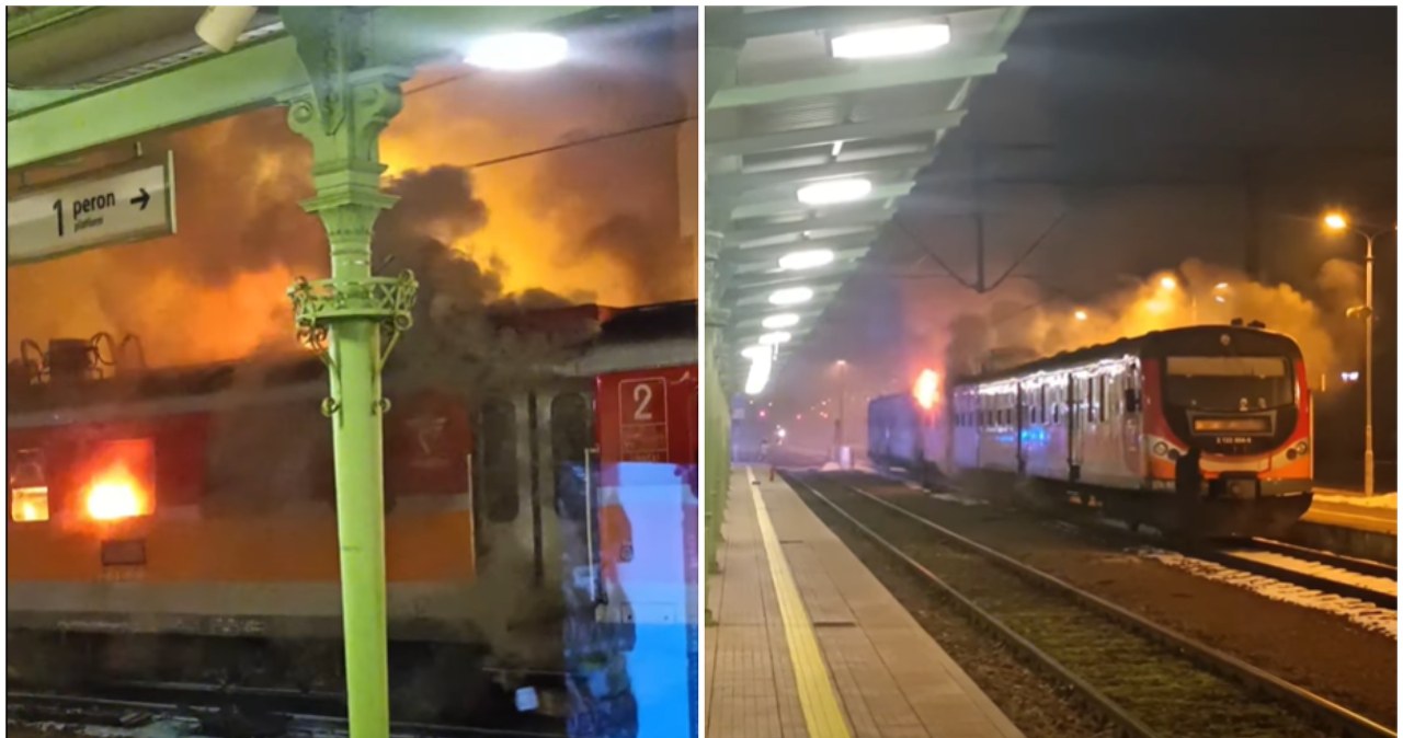 Nowy Sącz. Pożar pociągu na stacji kolejowej. Ewakuowano pasażerów z dworca