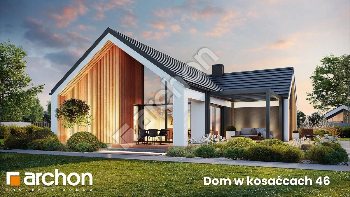 Marzysz o parterówce, w której naprawdę czuć przestrzeń i szukasz projektu, który łączy elegancką, nowoczesną architekturę z komfortem na co dzień? „Dom w kosaćcach 46” wyróżnia się wysoką strefą dzienną otwartą aż do połaci dachu, dużymi przeszkleniami i przemyślanym układem z 5 pokojami. To propozycja dla tych, którzy cenią przestrzeń, światło i spójny styl – także w aranżacji wnętrz.