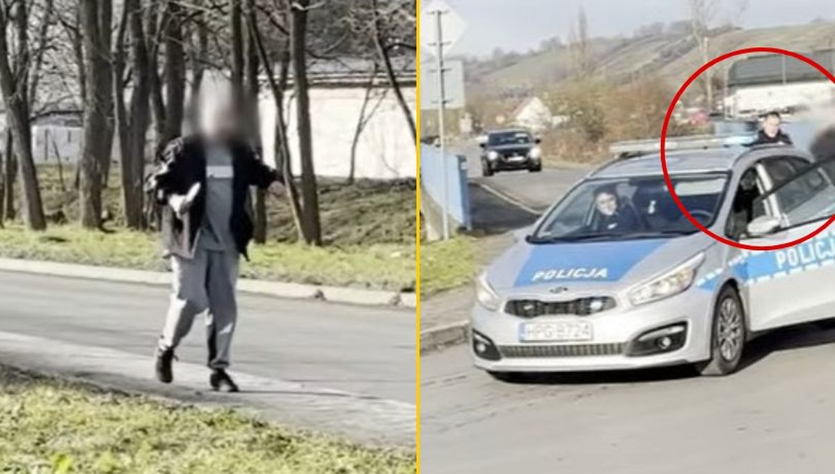 Atak 23-latka na terenie firmy w Myślenicach. Policja pokazała nagranie interwencji