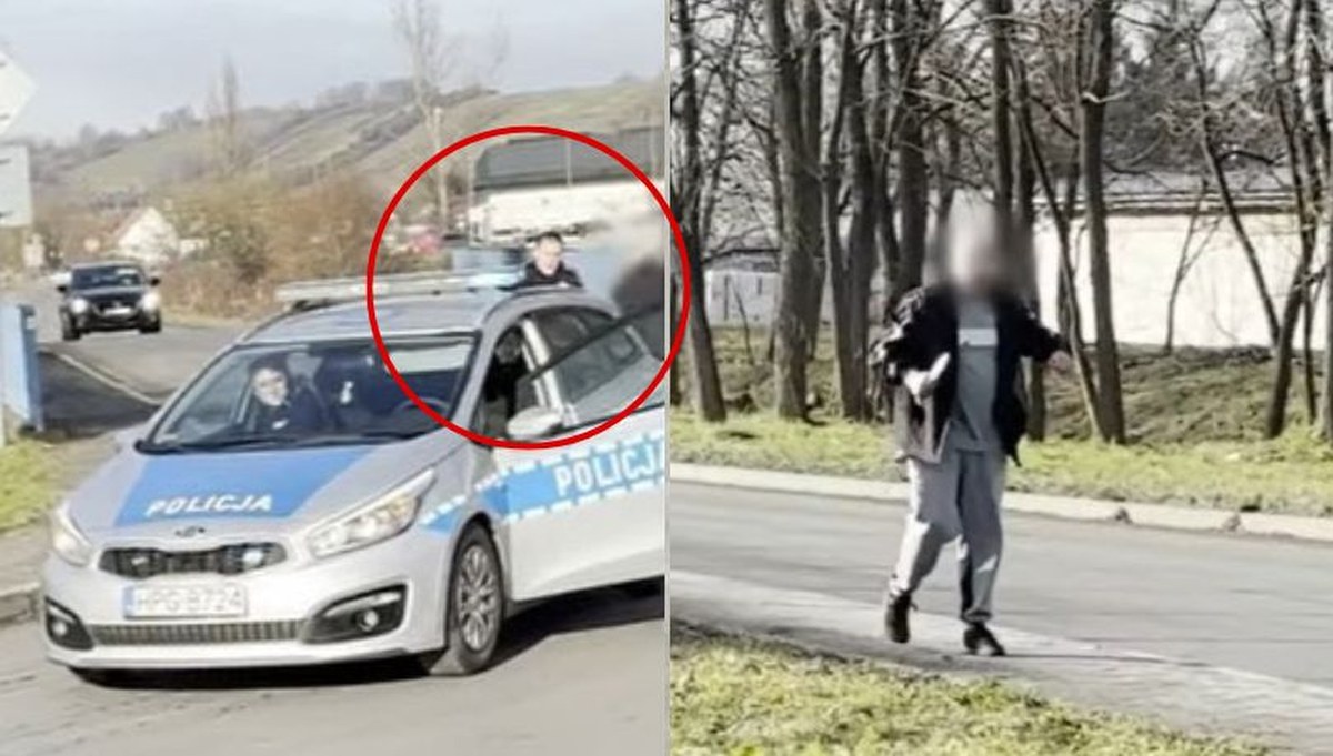 Atak 23-latka na terenie firmy w Myślenicach. Policja pokazała nagranie interwencji