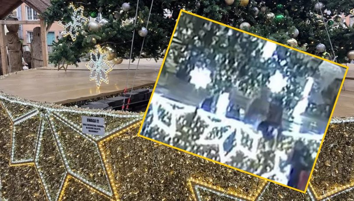 Groźny wypadek przy choince w Gdańsku. Kobiety wpadły pod drzewko NAGRANIE