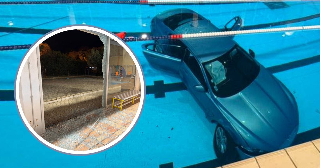 Pomyliła gaz z hamulcem i przebiła ścianę pływalni. Auto wpadło do basenu