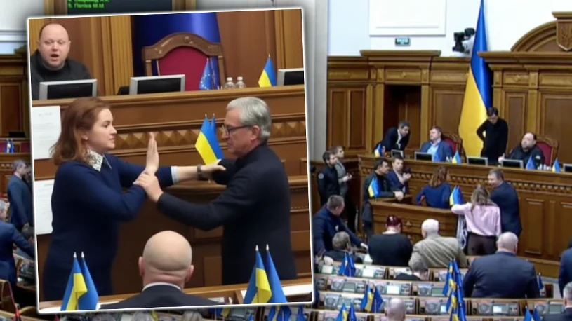 Awantura w Ukrainie. Poseł wyrywał kartki, doszło do szarpaniny