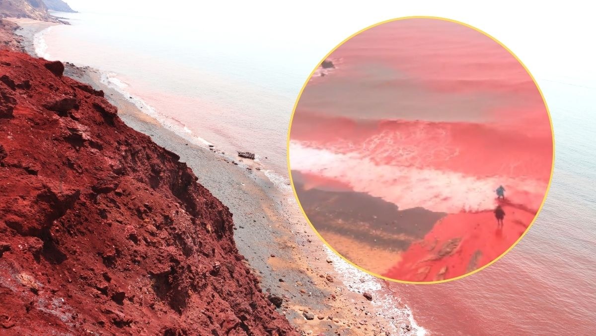 Morze zmieniło się w "krew". Niezwykłe zjawisko na słynnej plaży
