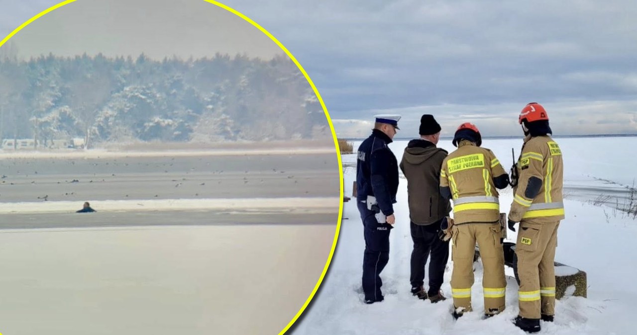 Wszedł na lód mimo mrozu, znaleziono go nieprzytomnego. Akcja w Zatoce Puckiej