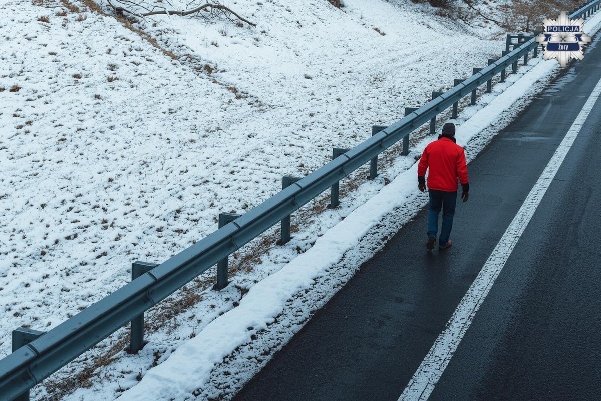 Zdradziła go czerwona kurtka. Pieszy na autostradzie w śnieżycy okazał się złodziejem
