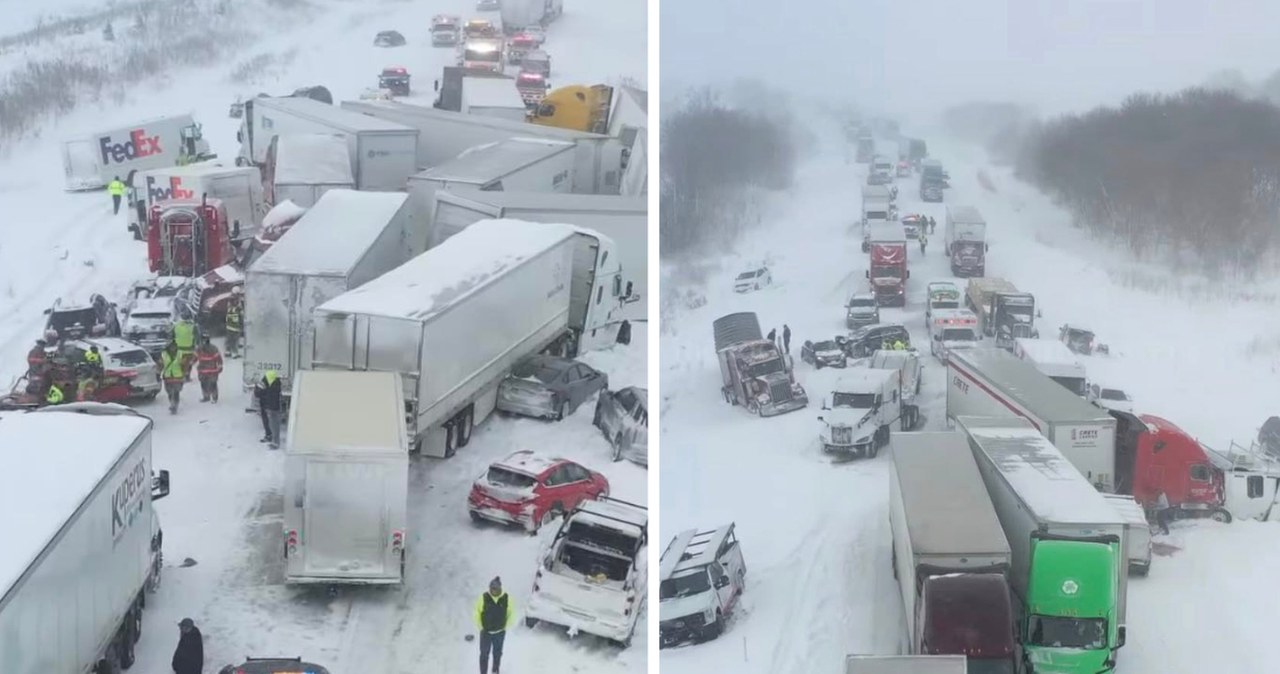Zimowy paraliż w USA, doszło do karambolu. Są ranni, "ponad sto pojazdów"