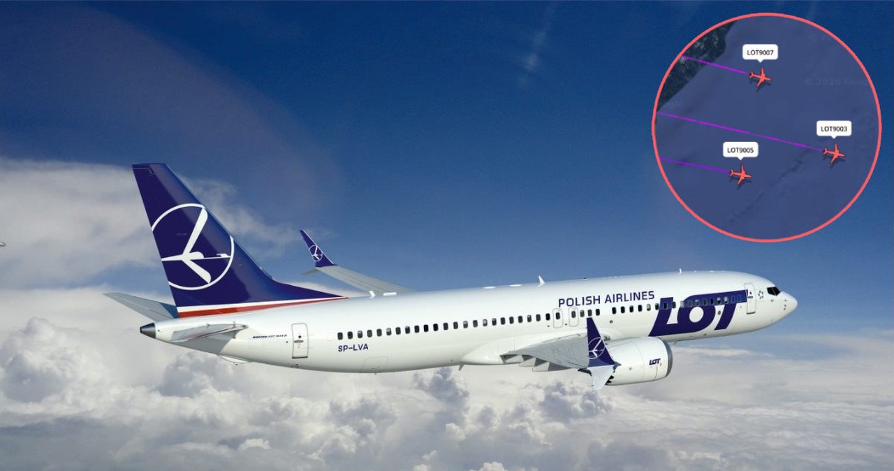 Niezwykły spektakl nad Atlantykiem. Trzy samoloty LOT obok siebie