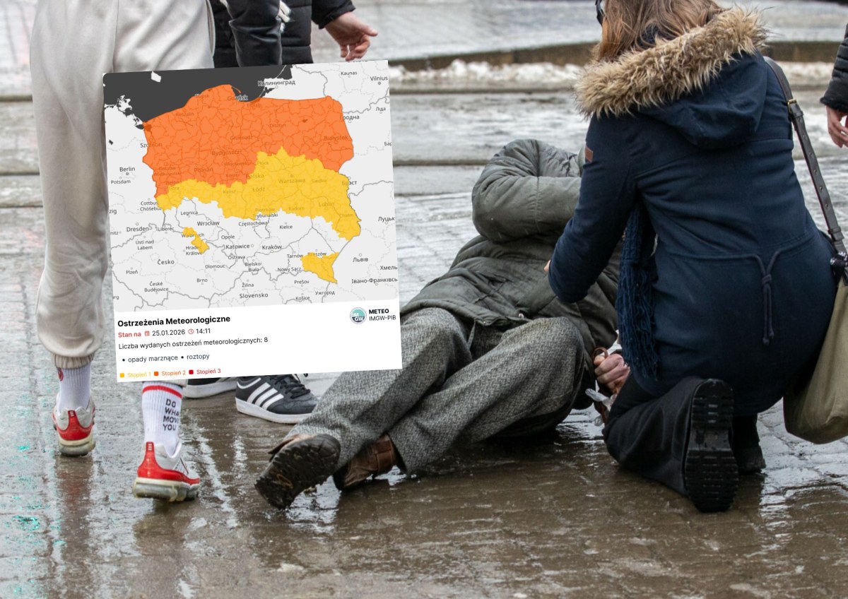 "Szklanka" na drogach i chodnikach. Alert dla 12 województw