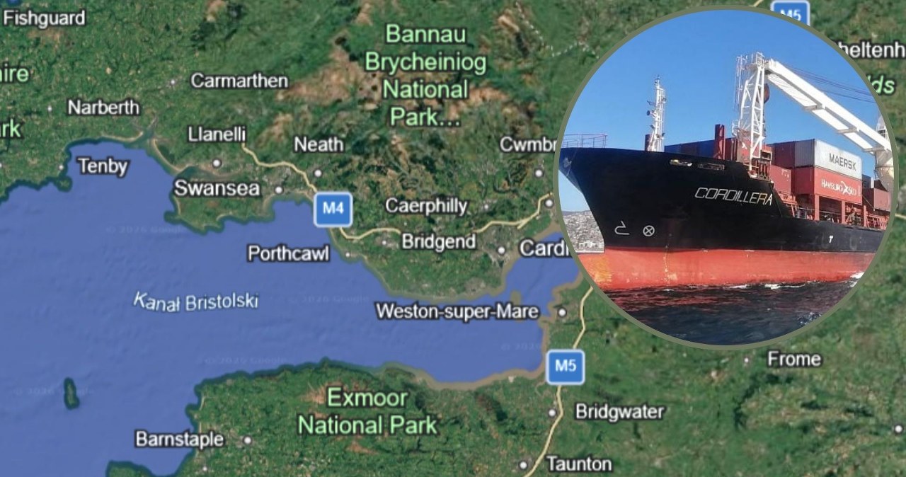 Kanał Bristolski. Rosyjski statek w pobliżu podmorskich kabli. Brytyjczycy wysłali śmigłowiec