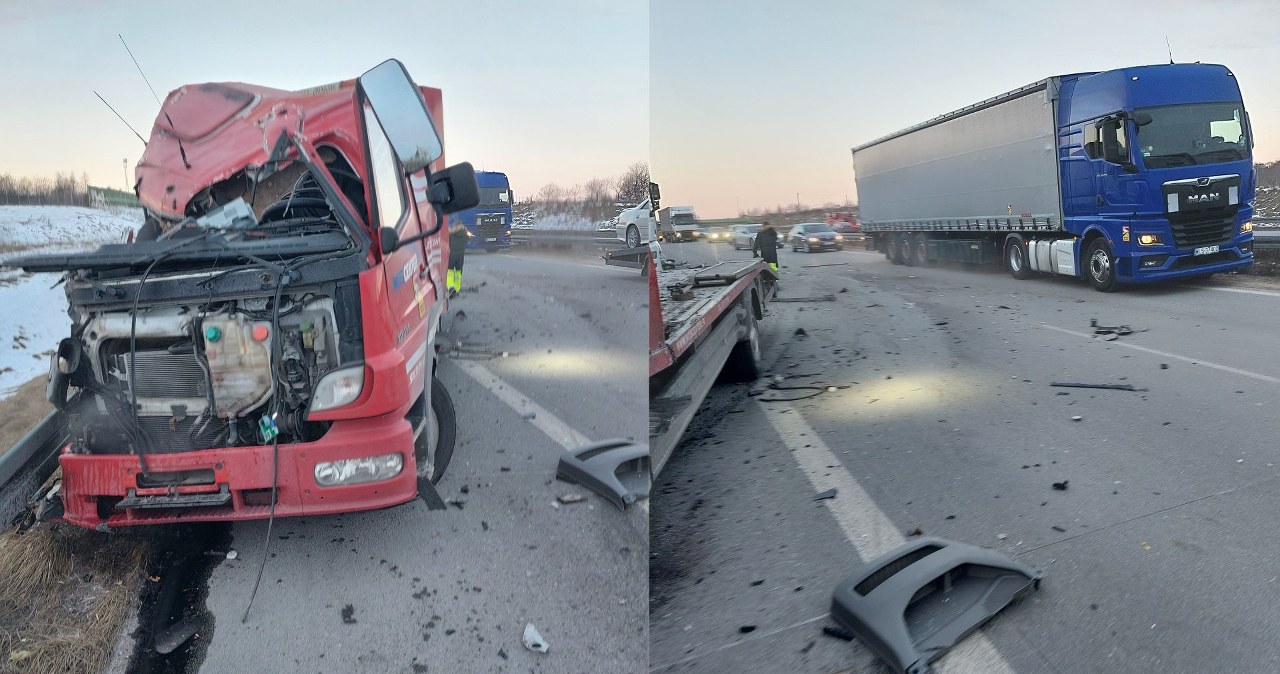 wiadomości,aktualności,Interia Zderzenie lawety z ciężarówką na A1. Ranna jedna osoba