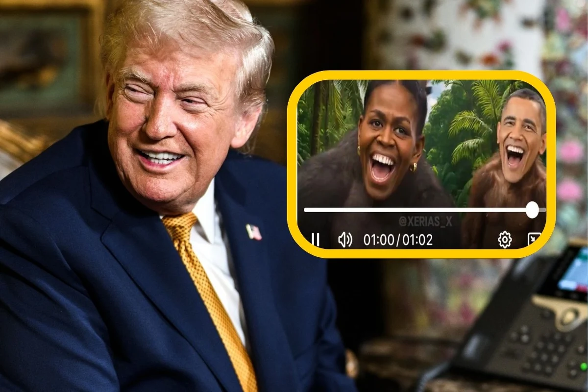 ​Donald Trump opublikował w swojej sieci społecznościowej nagranie, w którym Barack i Michelle Obama zostali przedstawieni jako małpy. Wideo wywołało burzę wśród polityków i mediów. Rzeczniczka Białego Domu broni prezydenta, twierdząc, że to tylko mem, a reakcje są przesadzone.