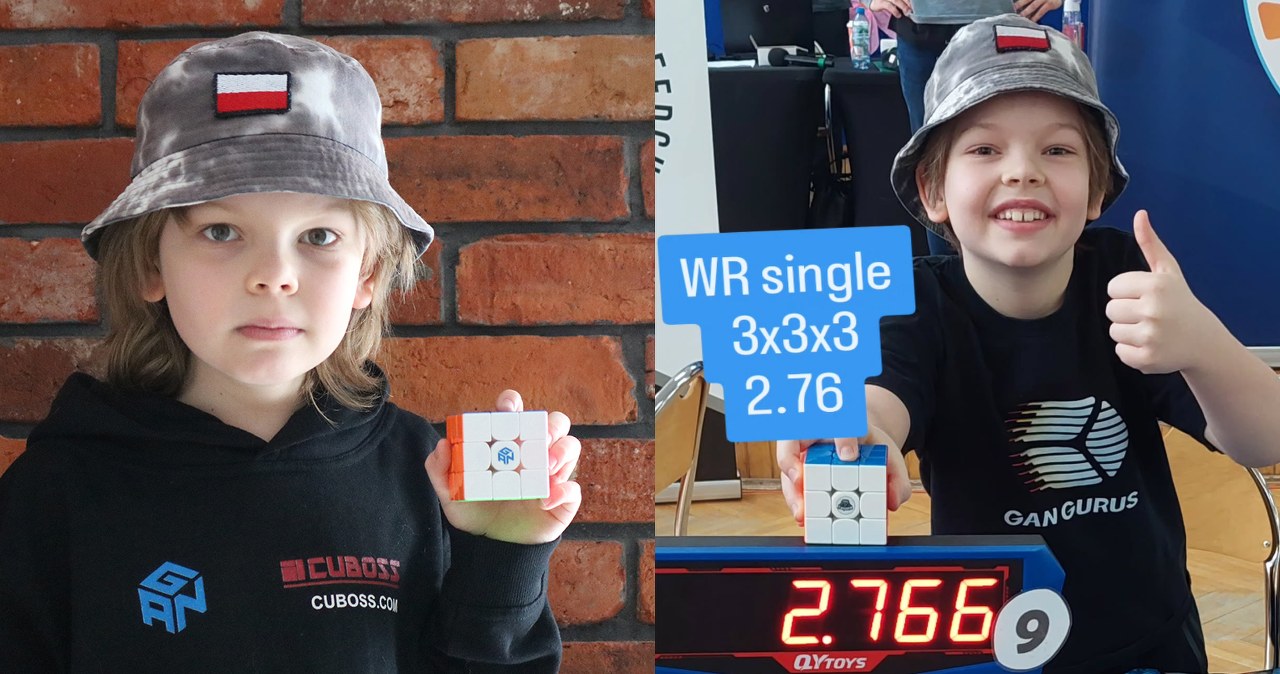 Historyczny rekord świata! 9-letni Polak ułożył kostkę Rubika w 2,76 s