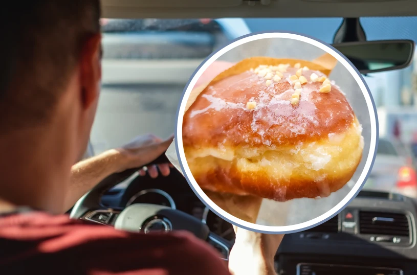 Pączek za kierownicą może słono kosztować. Nie chodzi tylko o kalorie