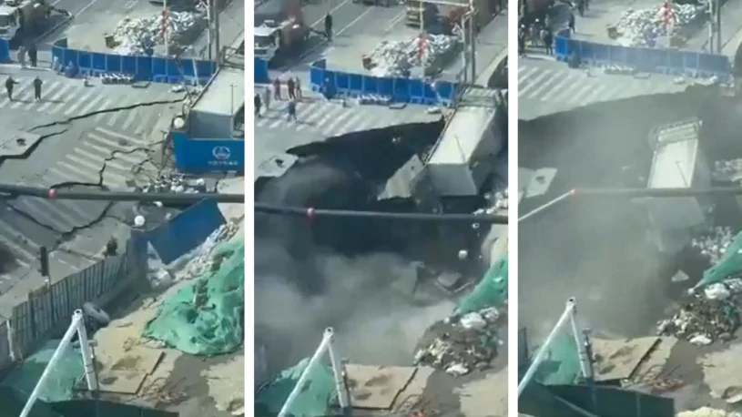 Ogromne zapadlisko w Szanghaju. Droga zniknęła w ciągu kilku sekund