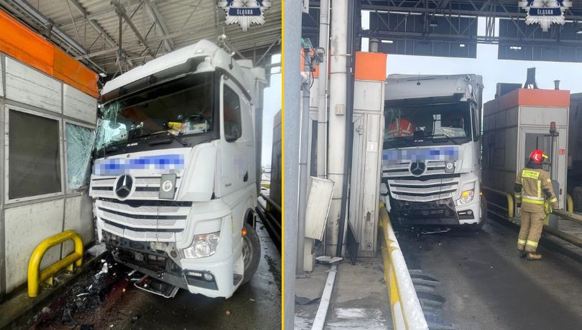 Groźny incydent na A4. Ciężarówka staranowała bramkę