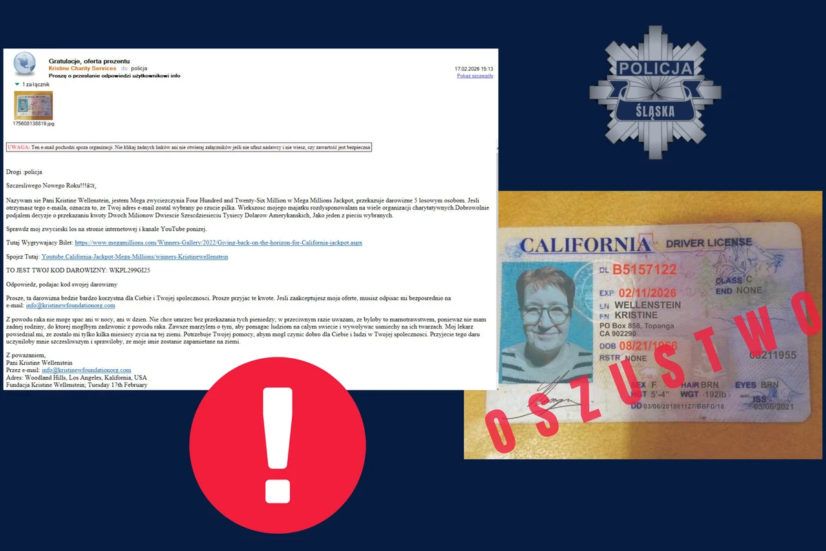 Uwaga na nowy rodzaj oszustw internetowych - ostrzega przed nimi śląska policja. Oszuści wysyłają maile i nawiązują w nich do rzekomych przestępstw seksualnych, a w drugim przypadku do fałszywej wygranej na loterii. W rzeczywistości to próba wyłudzenia danych osobowych oraz pieniędzy.