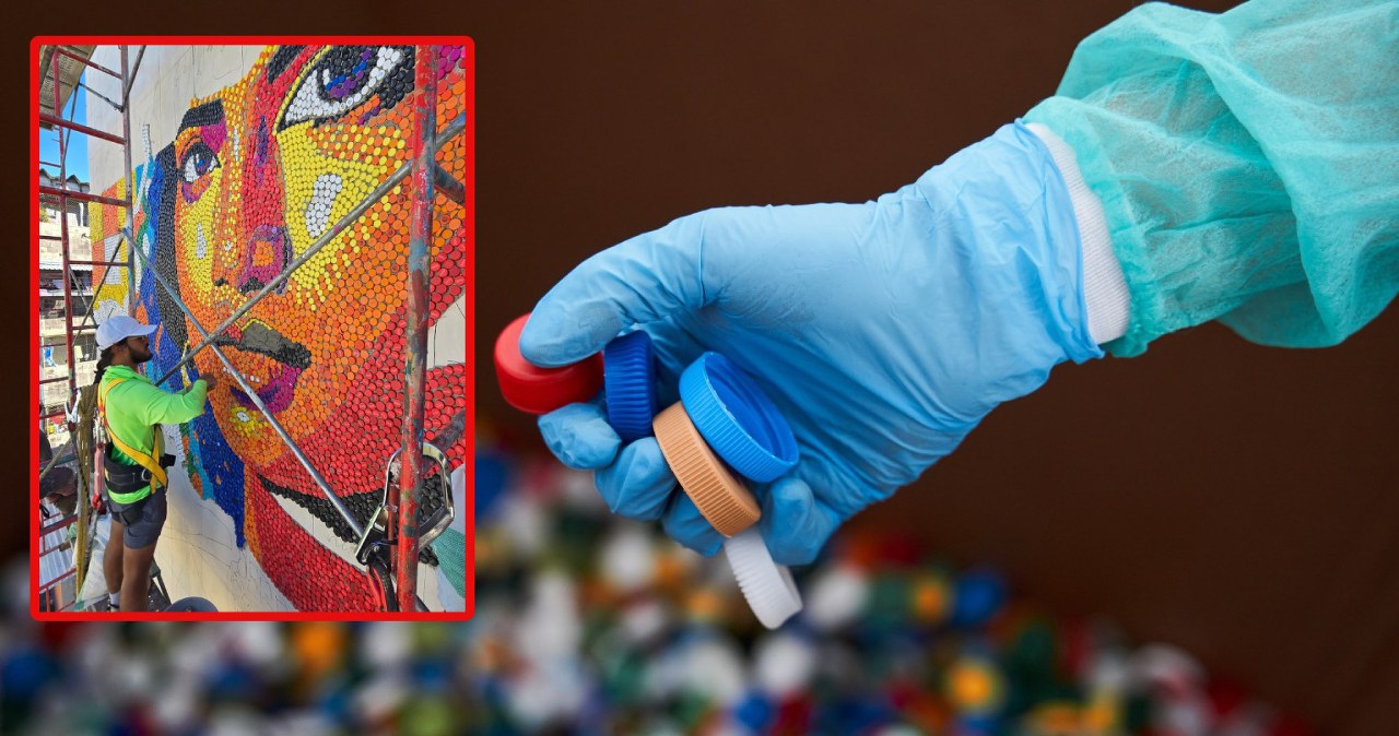 Powstał rekordowy mural z plastikowych nakrętek. Czy to jest eko?
