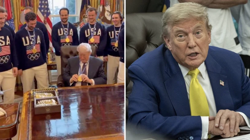 Mistrzowie olimpijscy na spotkaniu z Trumpem. Sceny w Gabinecie Owalnym