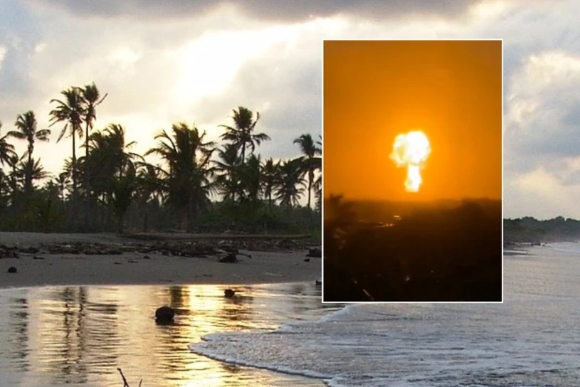 W niebo wzbiła się kula ognia w kształcie grzyba. Nagrali potężną erupcję