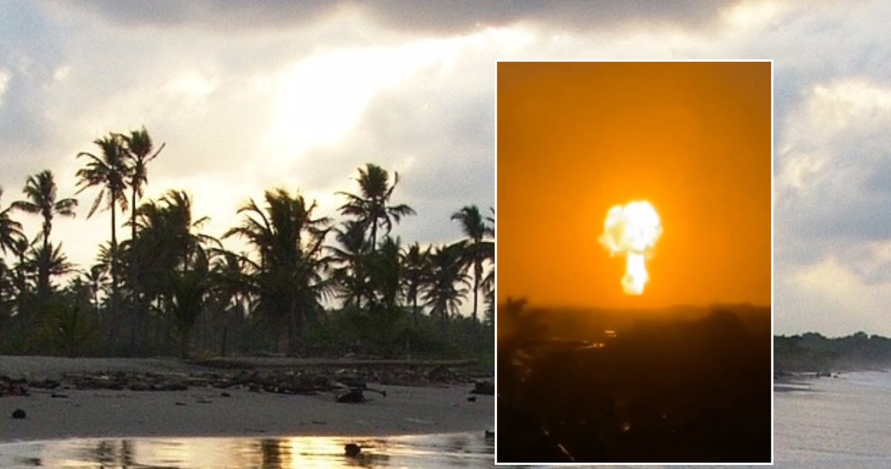 Erupcja wulkanu błotnego w Wenezueli. Powstał ognisty grzyb Erupcja wulkanu błotnego w Wenezueli. Powstał ognisty grzyb