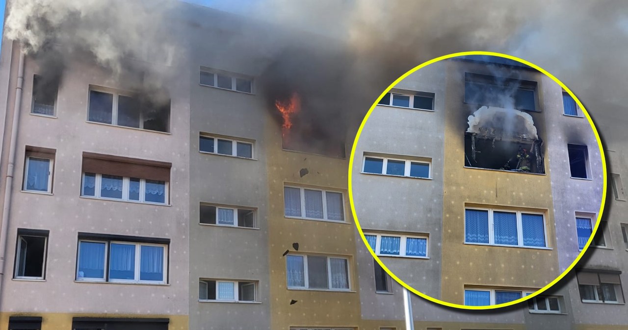 Kościan. Wielki pożar w bloku mieszkalnym. Są ranni Kościan. Wielki pożar w bloku mieszkalnym. Są ranni