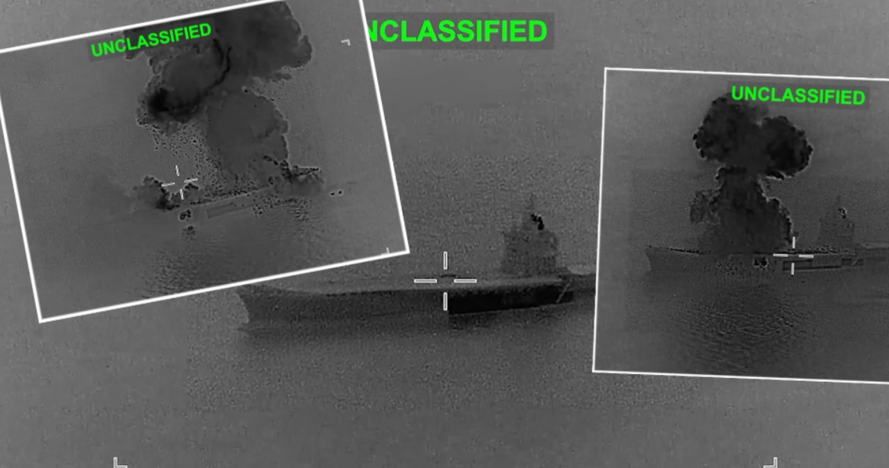 Irański lotniskowiec "trafiony i płonie". Dowództwo USA pokazało nagranie