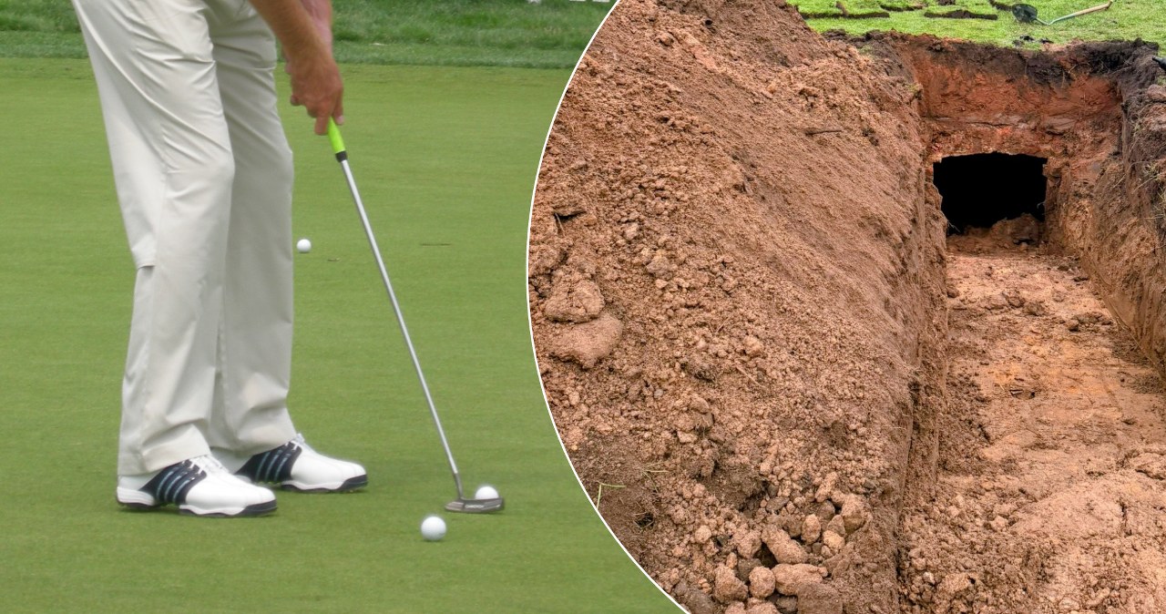 Zapadlisko na polu golfowym. Pod ziemią czekał ceglany skarbiec