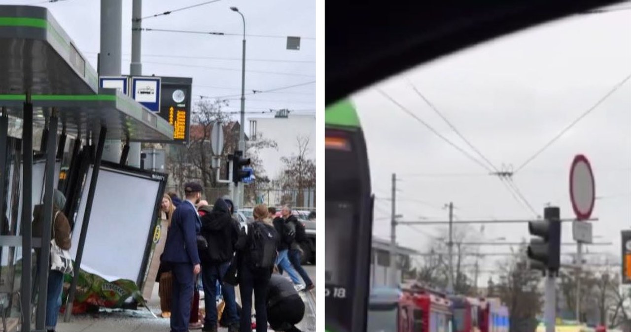 Poznań. Wypadek na Bukowskiej. Auto wjechało w przystanek, ranna 25-latka Poznań. Wypadek na Bukowskiej. Auto wjechało w przystanek, ranna 25-latka
