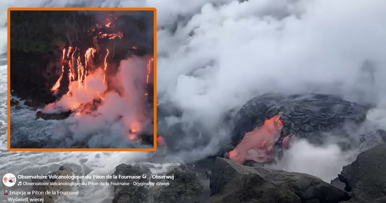Lawa spotyka ocean po 19 latach. Spektakularne zjawisko na wyspie Reunion