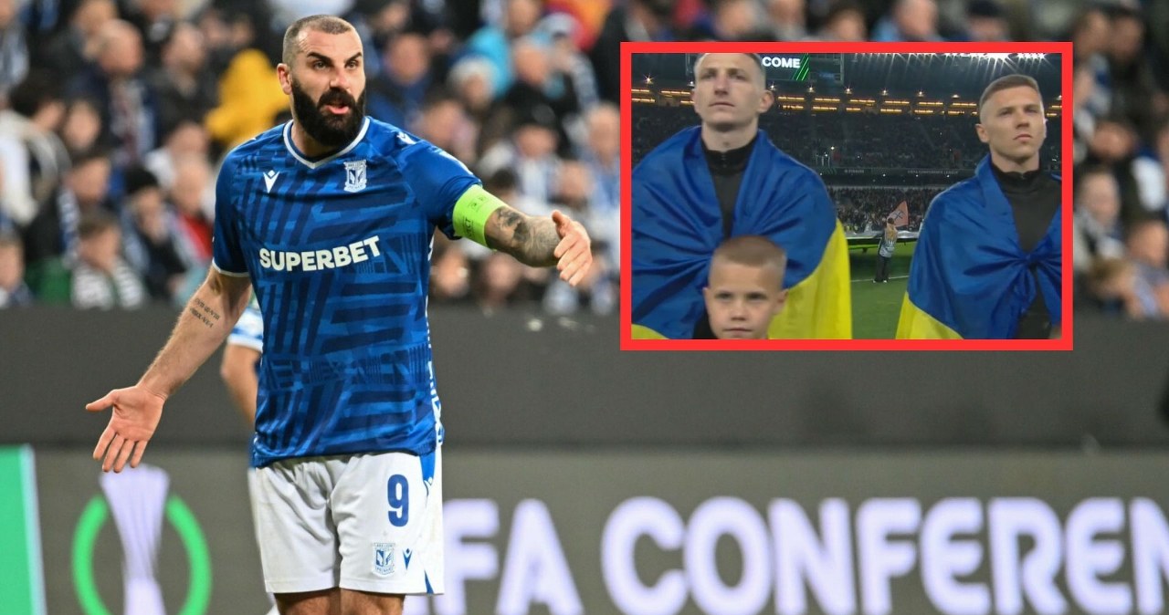 Sceny przed meczem Lecha z Szachtarem. Ukraińska manifestacja w Krakowie