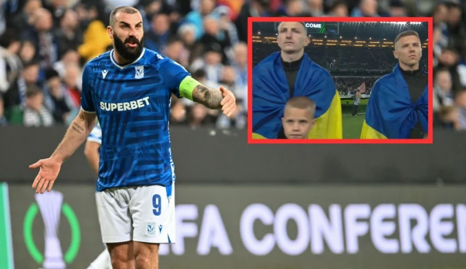 Sceny przed meczem Lecha z Szachtarem. Ukraińska manifestacja w Krakowie