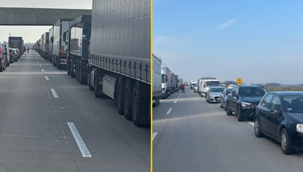 Zderzenie trzech ciężarówek na A4. Potężne utrudnienia