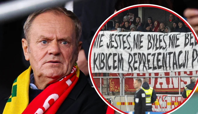 Tusk wygwizdany, ten transparent zostanie zapamiętany. Kibice nie mieli litości