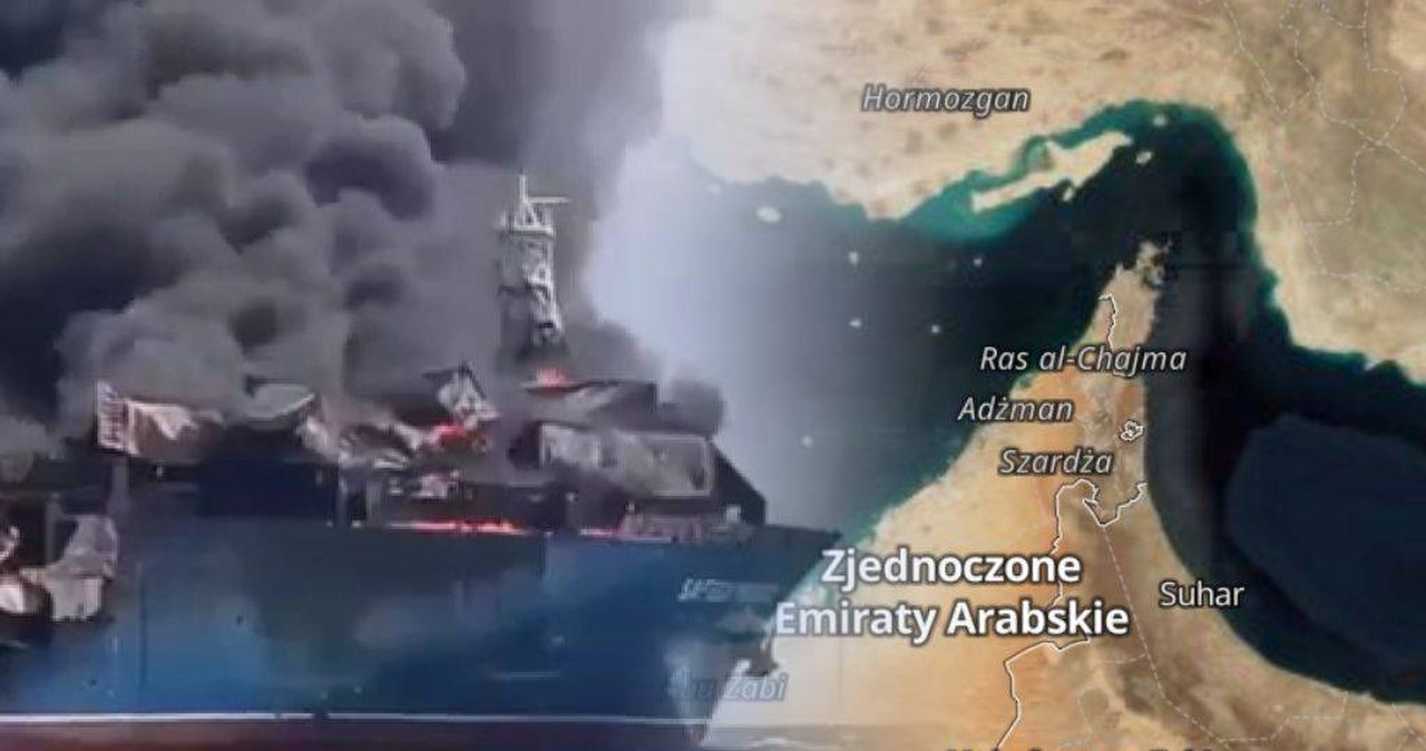 Eksplozja i pożar na pokładzie. Statek utknął w cieśninie Ormuz