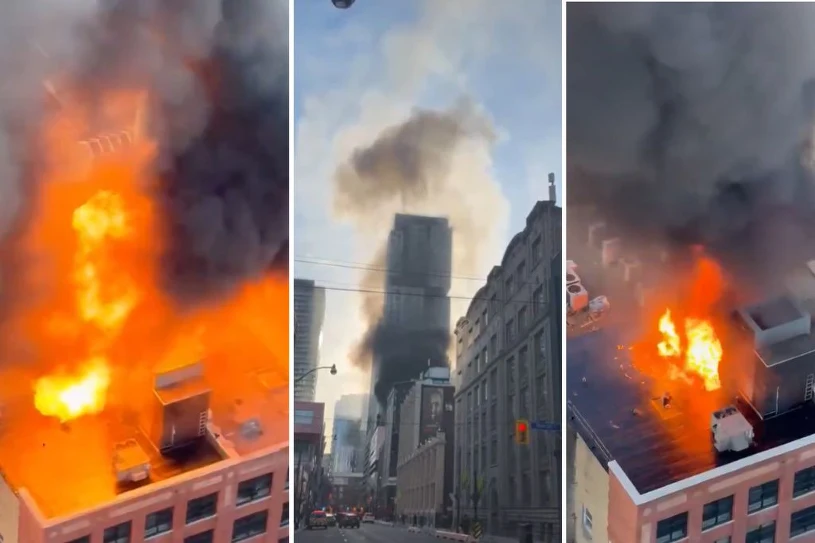 Eksplozje wstrząsnęły centrum Toronto. Dach budynku stanął w ogniu