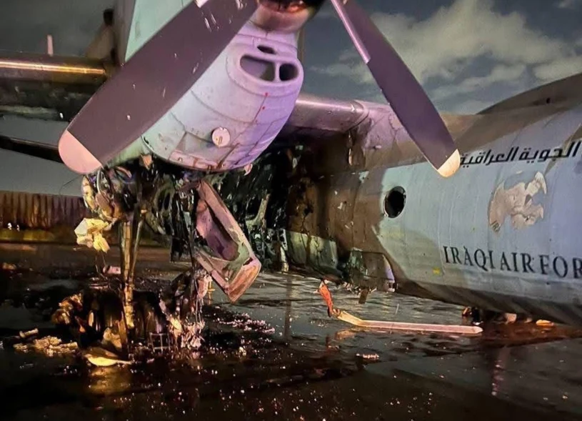 Nocny atak na bazę lotniczą w Iraku. Wojskowy samolot w strzępach