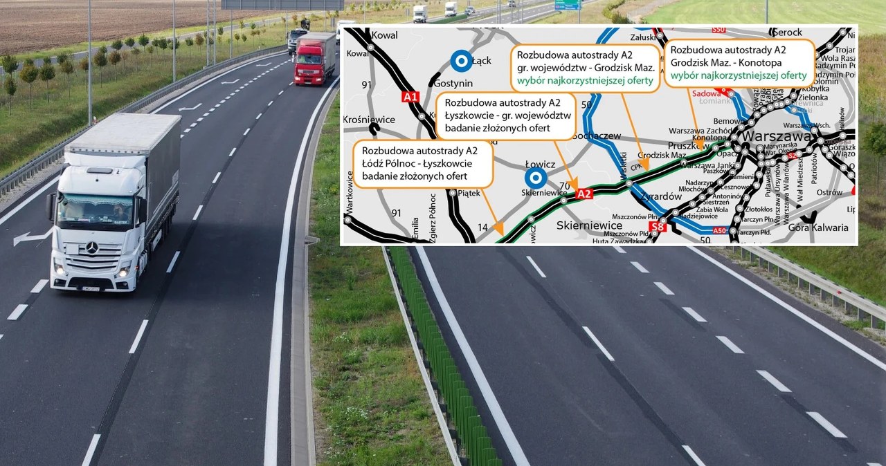 92 km zmian za 2 mld zł na autostradzie A2. GDDKiA podjęła kluczową decyzję